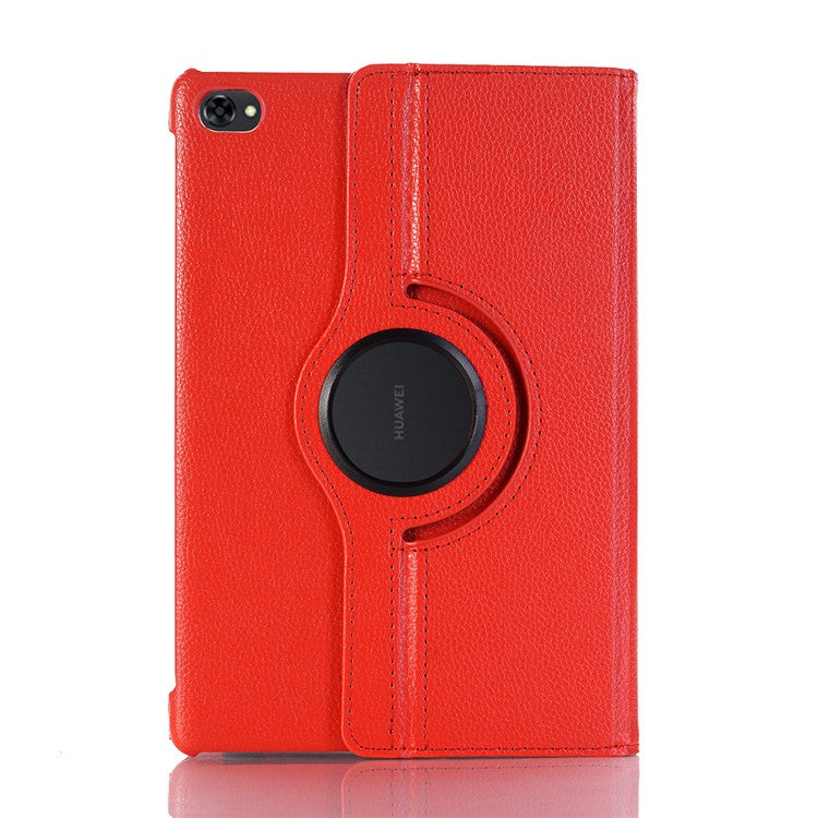 Litchi Skin Leather Tablet Cover Case with Rotating Stand for Huawei MediaPad M5 lite 10/C5 10 - Red