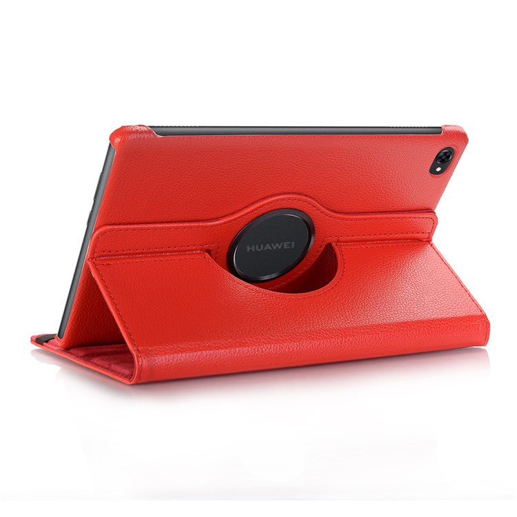 Litchi Skin Leather Tablet Cover Case with Rotating Stand for Huawei MediaPad M5 lite 10/C5 10 - Red
