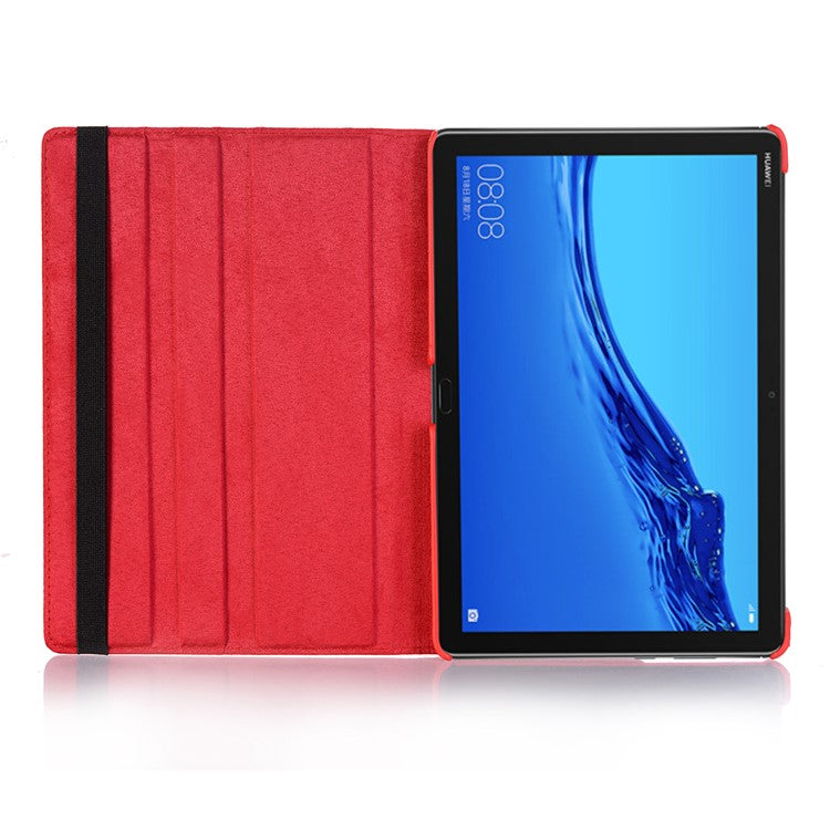 Litchi Skin Leather Tablet Cover Case with Rotating Stand for Huawei MediaPad M5 lite 10/C5 10 - Red