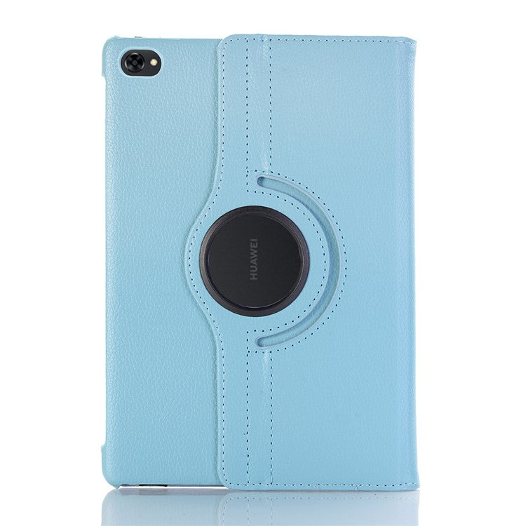 Litchi Skin Leather Tablet Cover Case with Rotating Stand for Huawei MediaPad M5 lite 10/C5 10 - Baby Blue