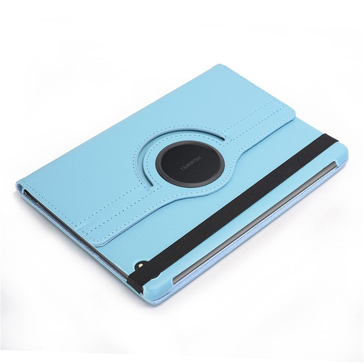 Litchi Skin Leather Tablet Cover Case with Rotating Stand for Huawei MediaPad M5 lite 10/C5 10 - Baby Blue