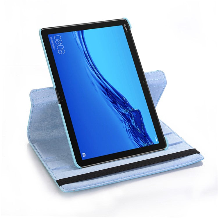Litchi Skin Leather Tablet Cover Case with Rotating Stand for Huawei MediaPad M5 lite 10/C5 10 - Baby Blue