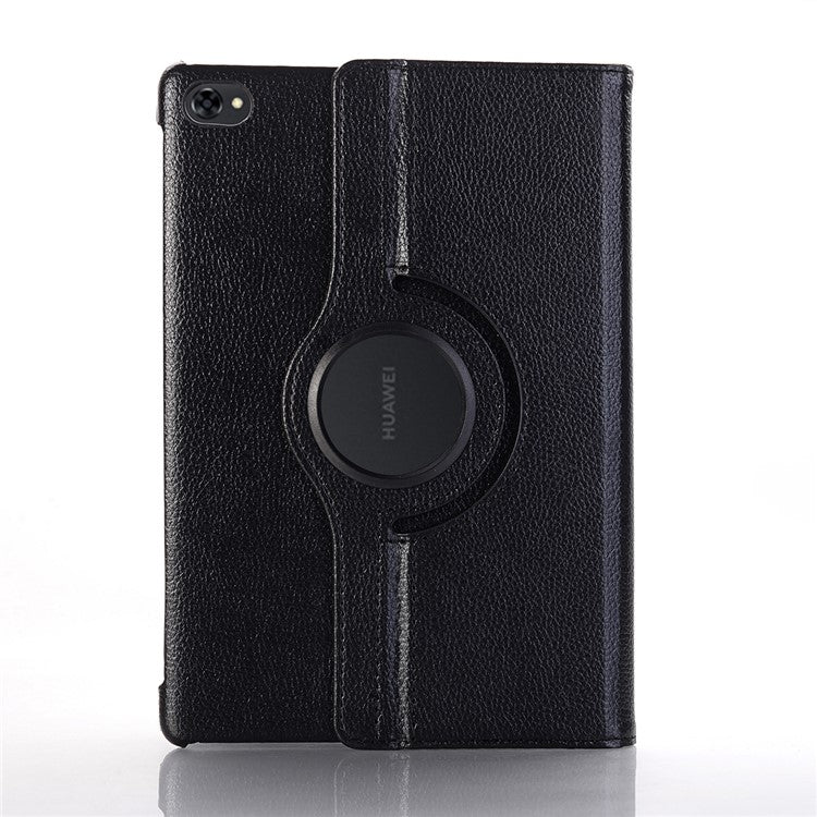 Litchi Skin Leather Tablet Cover Case with Rotating Stand for Huawei MediaPad M5 lite 10/C5 10 - Black