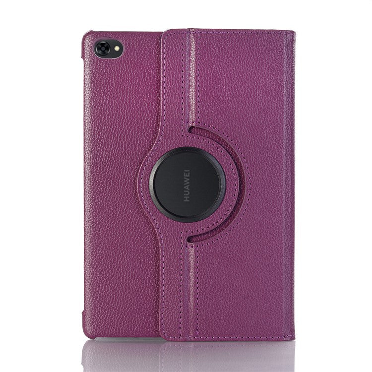 Litchi Skin Leather Tablet Cover Case with Rotating Stand for Huawei MediaPad M5 lite 10/C5 10 - Purple