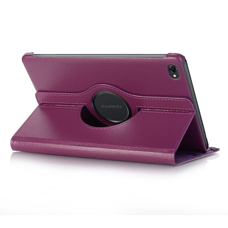 Litchi Skin Leather Tablet Cover Case with Rotating Stand for Huawei MediaPad M5 lite 10/C5 10 - Purple