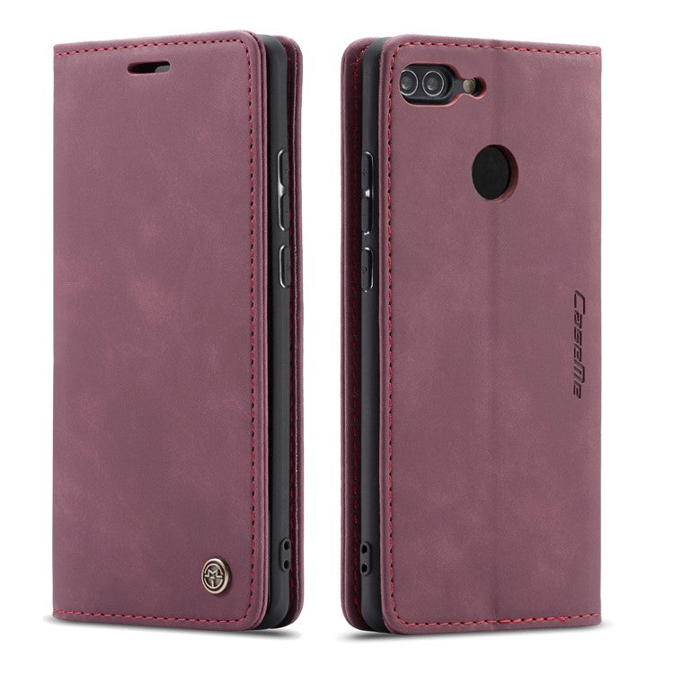 CASEME 013 Series Auto-absorbed PU Leather Wallet Stand Case for Huawei P Smart (2017) / Enjoy 7S - Red