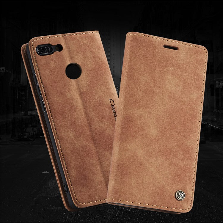 CASEME 013 Series Auto-absorbed PU Leather Wallet Stand Case for Huawei P Smart (2017) / Enjoy 7S - Light Brown