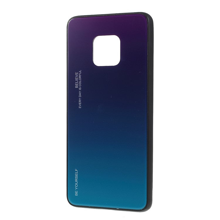 For Huawei Mate 20 Pro Gradient Color Glass + PC + TPU Hybrid Case - Purple / Blue