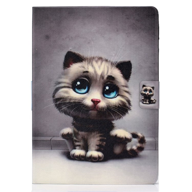 Shock-proof Pattern Printing Card Slot Stand PU Leather Tablet Case for Huawei MediaPad T3 10 - Cat with Blue Eyes