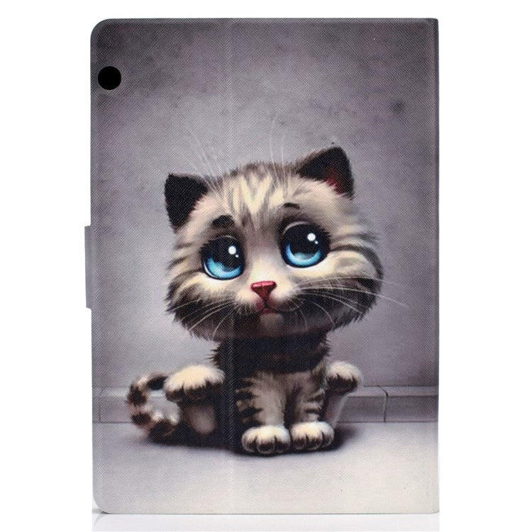 Shock-proof Pattern Printing Card Slot Stand PU Leather Tablet Case for Huawei MediaPad T3 10 - Cat with Blue Eyes