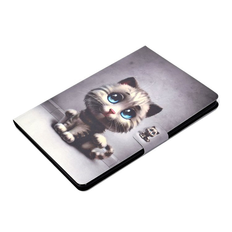 Shock-proof Pattern Printing Card Slot Stand PU Leather Tablet Case for Huawei MediaPad T3 10 - Cat with Blue Eyes