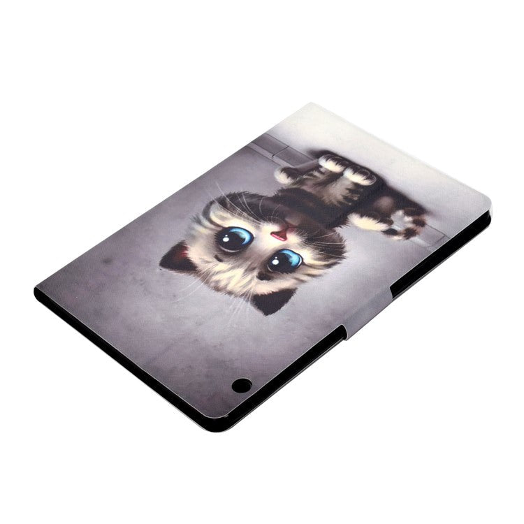Shock-proof Pattern Printing Card Slot Stand PU Leather Tablet Case for Huawei MediaPad T3 10 - Cat with Blue Eyes