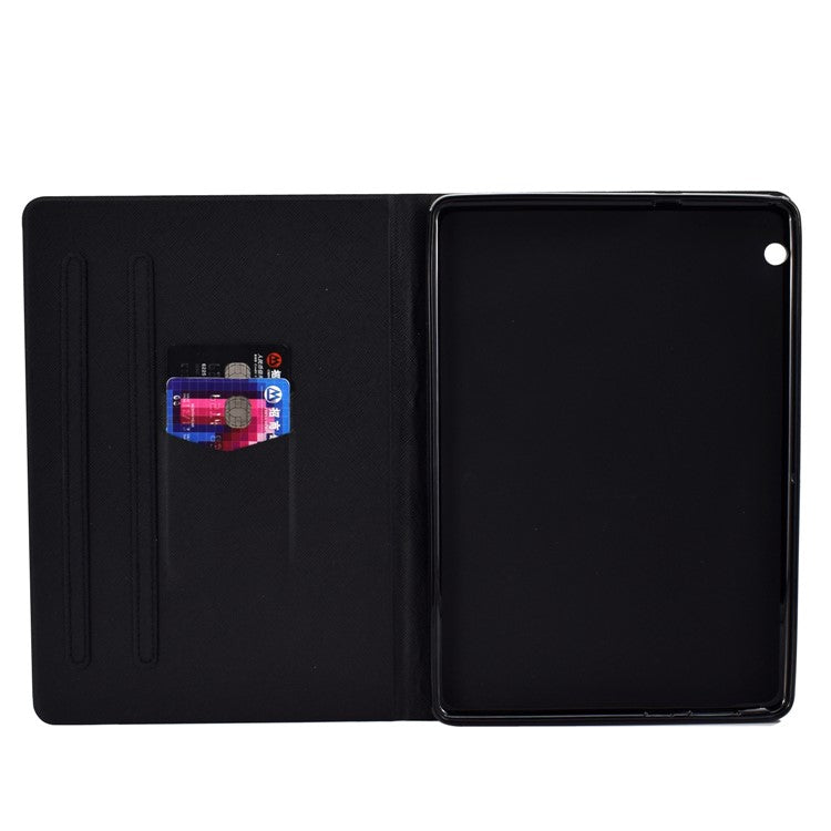 Shock-proof Pattern Printing Card Slot Stand PU Leather Tablet Case for Huawei MediaPad T3 10 - Cat with Blue Eyes