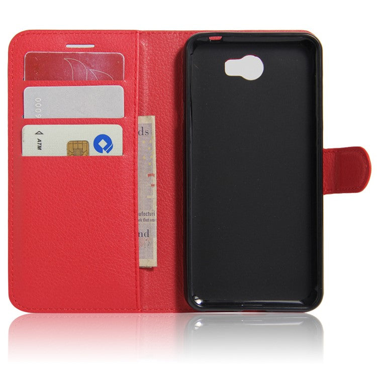 Lychee Skin Wallet Leather Phone Case for Huawei Y5II / Y5II - Red