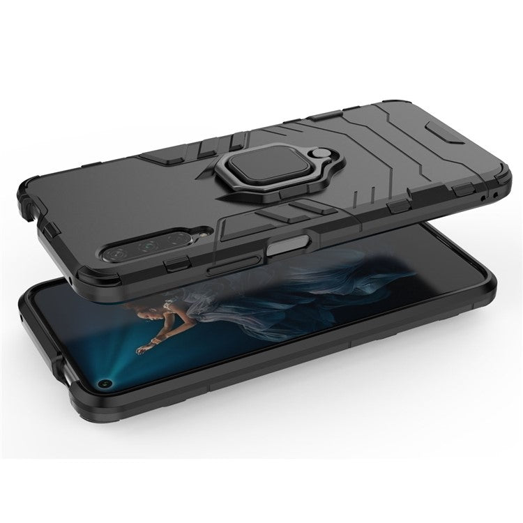 Cool Guard Finger Ring Kickstand PC + TPU Hybrid Protective Case for Huawei Honor 9X Pro - Black