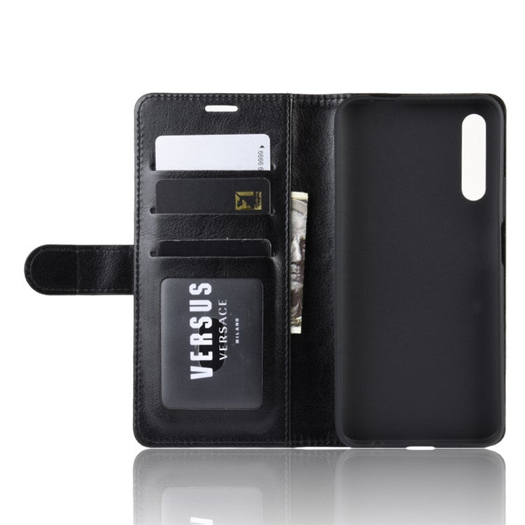 Crazy Horse Wallet Leather Wallet Stand Phone Case for Huawei Y9s/P smart Pro 2019/Honor 9X (For China)/9X Pro - Black