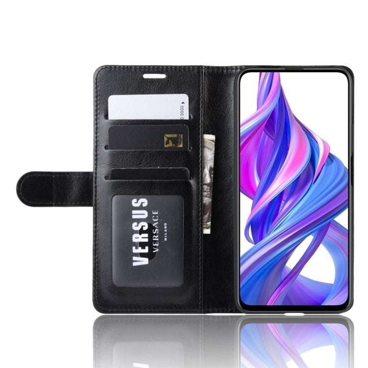 Crazy Horse Wallet Leather Wallet Stand Phone Case for Huawei Y9s/P smart Pro 2019/Honor 9X (For China)/9X Pro - Black