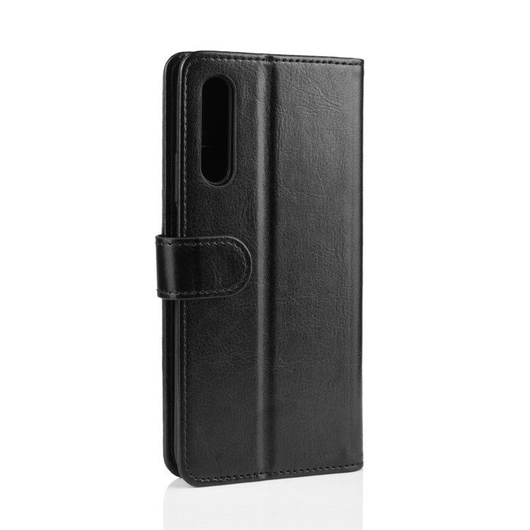 Crazy Horse Wallet Leather Wallet Stand Phone Case for Huawei Y9s/P smart Pro 2019/Honor 9X (For China)/9X Pro - Black