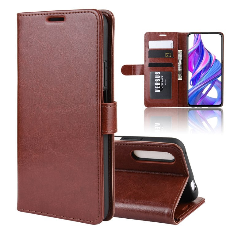Crazy Horse Wallet Leather Wallet Stand Phone Case for Huawei Y9s/P smart Pro 2019/Honor 9X (For China)/9X Pro - Brown