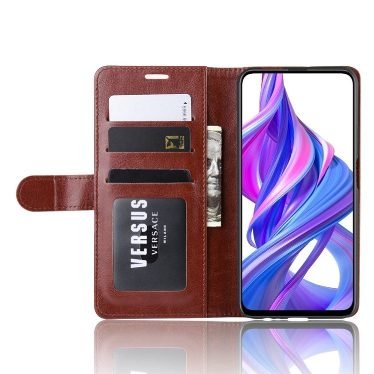 Crazy Horse Wallet Leather Wallet Stand Phone Case for Huawei Y9s/P smart Pro 2019/Honor 9X (For China)/9X Pro - Brown