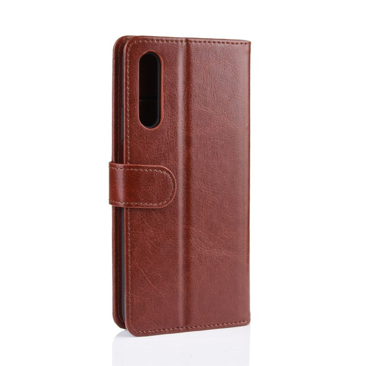 Crazy Horse Wallet Leather Wallet Stand Phone Case for Huawei Y9s/P smart Pro 2019/Honor 9X (For China)/9X Pro - Brown