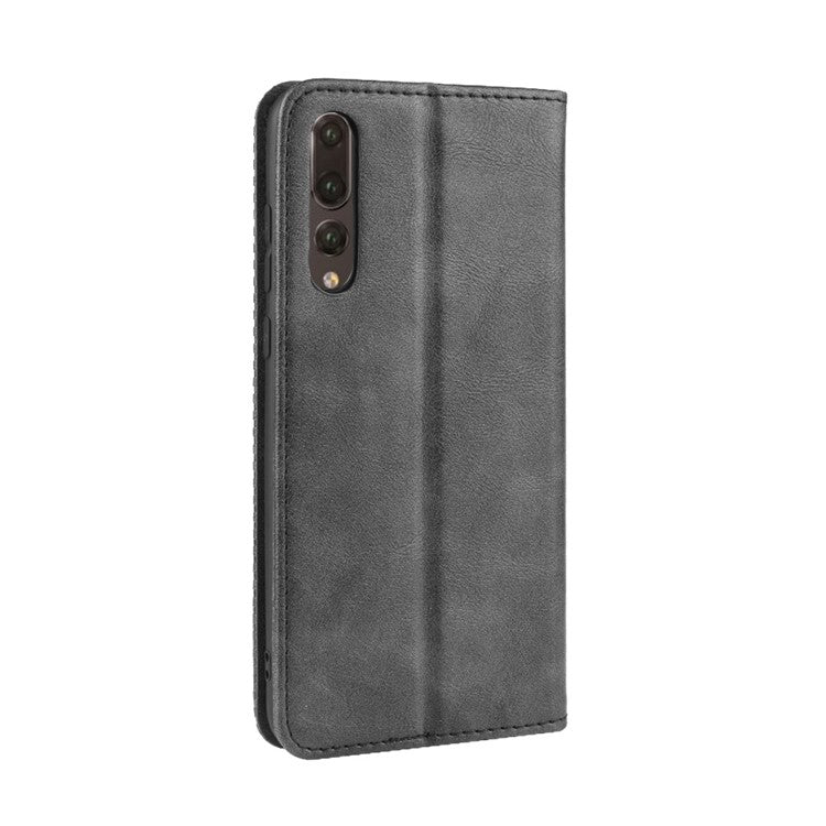 Retro Leather Wallet Phone Shell Casing for Huawei P20 Pro - Black