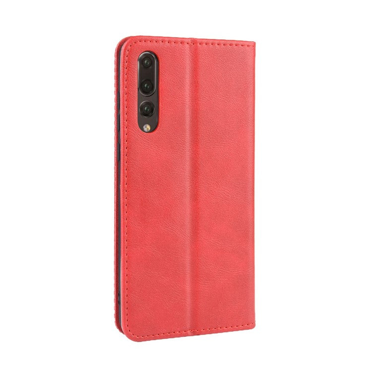 Retro Leather Wallet Phone Shell Casing for Huawei P20 Pro - Red