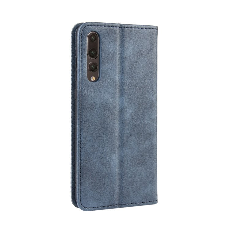 Retro Leather Wallet Phone Shell Casing for Huawei P20 Pro - Blue