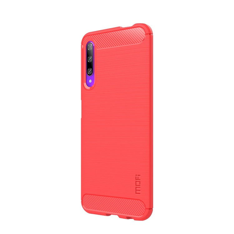 MOFI Carbon Fiber Skin Brushed TPU Back Casing for Huawei Y9s/Honor 9X Pro (China)/Honor 9X (For China)/P Smart Pro (2019) - Red