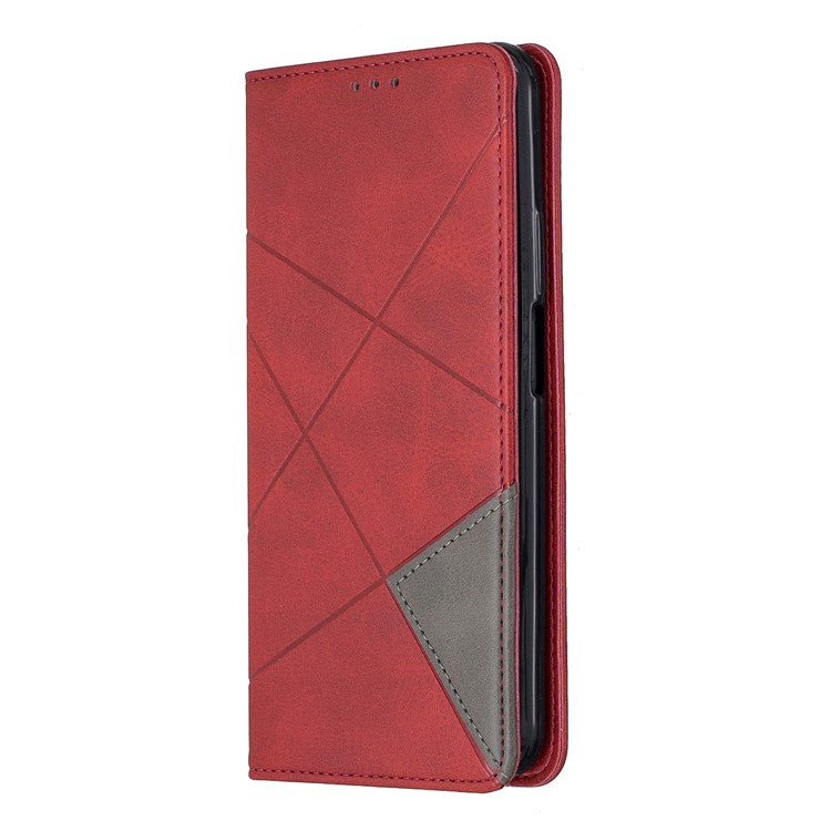 Geometric Pattern Leather Card Holder Case for Huawei Honor 9X (For China) / 9X Pro - Red