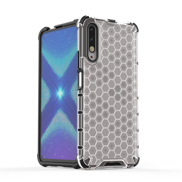 Honeycomb Pattern Shock-proof TPU + PC Hybrid Shell for Huawei Honor 9X (For China)/9X Pro - White