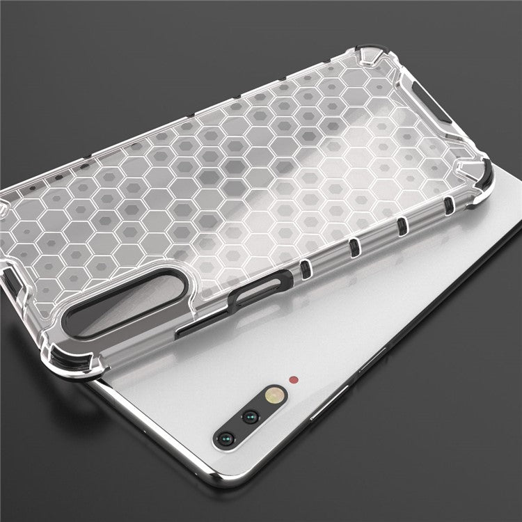 Honeycomb Pattern Shock-proof TPU + PC Hybrid Shell for Huawei Honor 9X (For China)/9X Pro - White