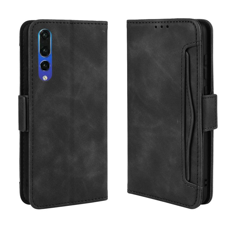 Leather Wallet Stand Phone Cover with Multiple Card Slots Shell for Huawei P20 Pro - Black