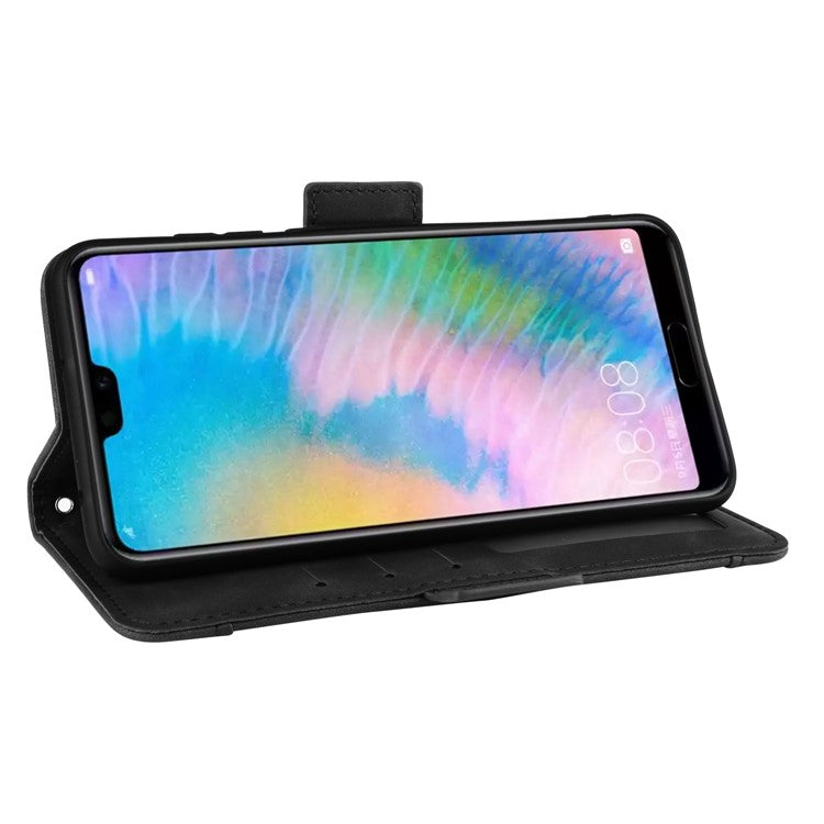 Leather Wallet Stand Phone Cover with Multiple Card Slots Shell for Huawei P20 Pro - Black