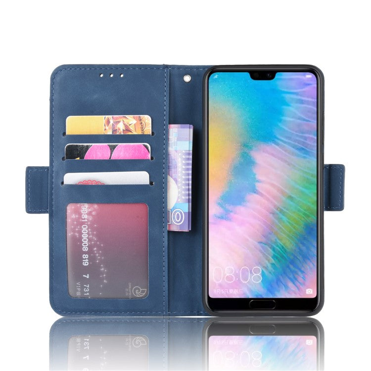 Leather Wallet Stand Phone Cover with Multiple Card Slots Shell for Huawei P20 Pro - Blue