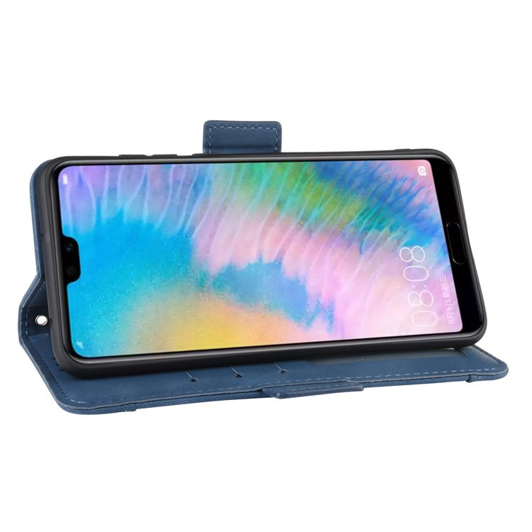 Leather Wallet Stand Phone Cover with Multiple Card Slots Shell for Huawei P20 Pro - Blue