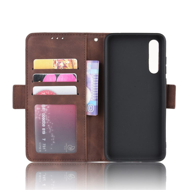 Leather Wallet Stand Phone Cover with Multiple Card Slots Shell for Huawei P20 Pro - Brown