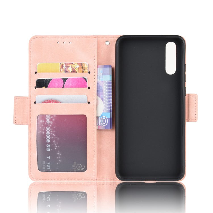 Leather Wallet Stand Phone Cover with Multiple Card Slots Protective Shell for Huawei P20 - Pink