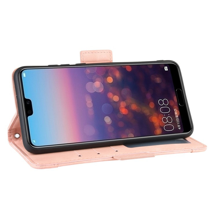 Leather Wallet Stand Phone Cover with Multiple Card Slots Protective Shell for Huawei P20 - Pink