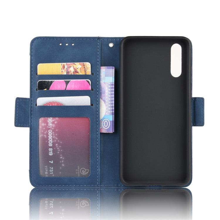 Leather Wallet Stand Phone Cover with Multiple Card Slots Protective Shell for Huawei P20 - Blue