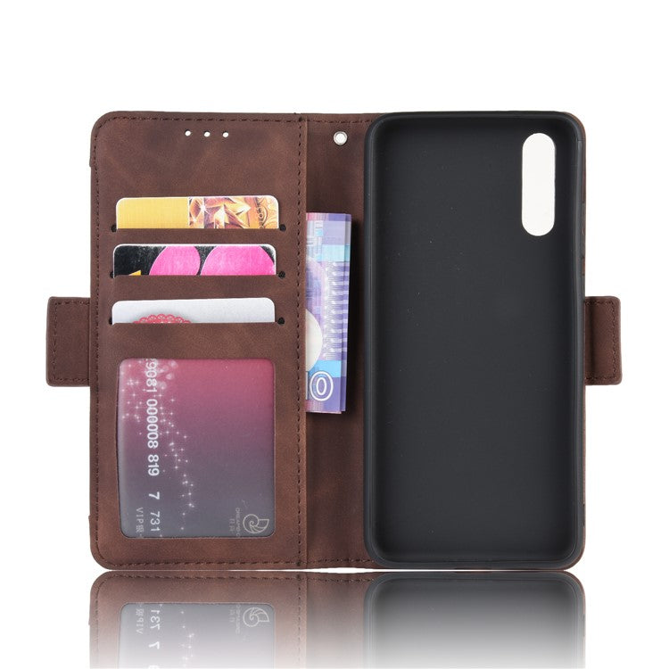 Leather Wallet Stand Phone Cover with Multiple Card Slots Protective Shell for Huawei P20 - Brown