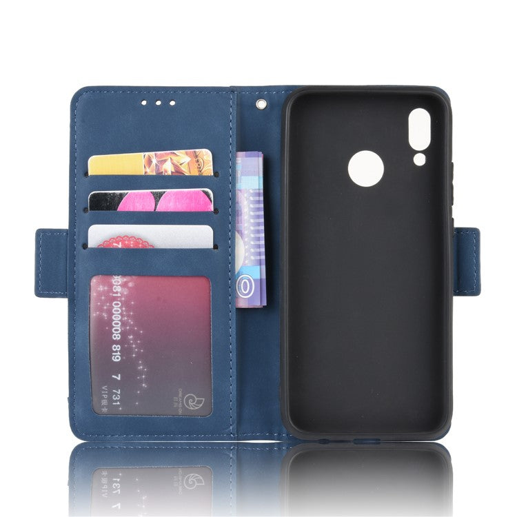 For Huawei P20 Lite (2018)/Nova 3e Protective Shell Leather Wallet Stand with Multiple Card Slots Phone Case - Blue
