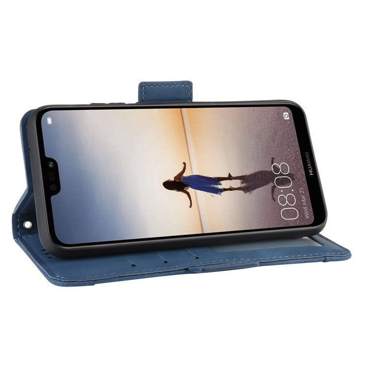 For Huawei P20 Lite (2018)/Nova 3e Protective Shell Leather Wallet Stand with Multiple Card Slots Phone Case - Blue