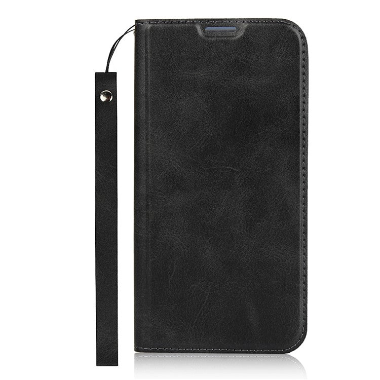 TPU+PU Leather Phone Stand Casing with Lanyard for Huawei P20 Pro - Black