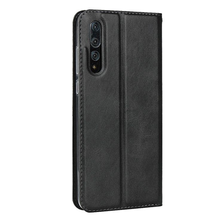 TPU+PU Leather Phone Stand Casing with Lanyard for Huawei P20 Pro - Black