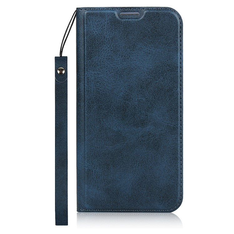 TPU+PU Leather Phone Stand Casing with Lanyard for Huawei P20 Pro - Blue