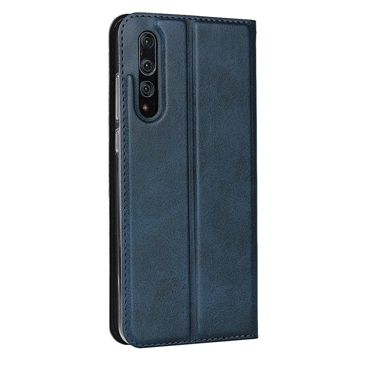 TPU+PU Leather Phone Stand Casing with Lanyard for Huawei P20 Pro - Blue