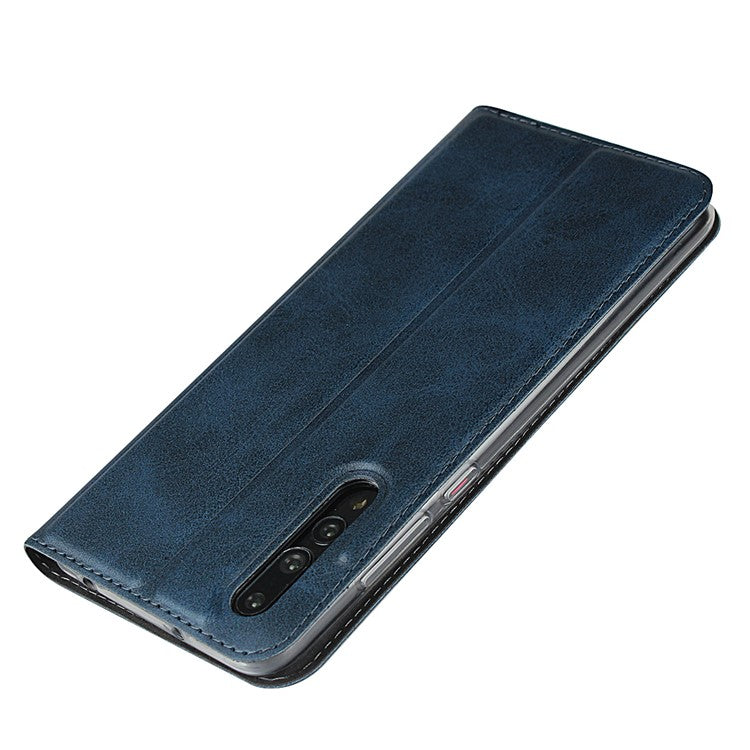 TPU+PU Leather Phone Stand Casing with Lanyard for Huawei P20 Pro - Blue