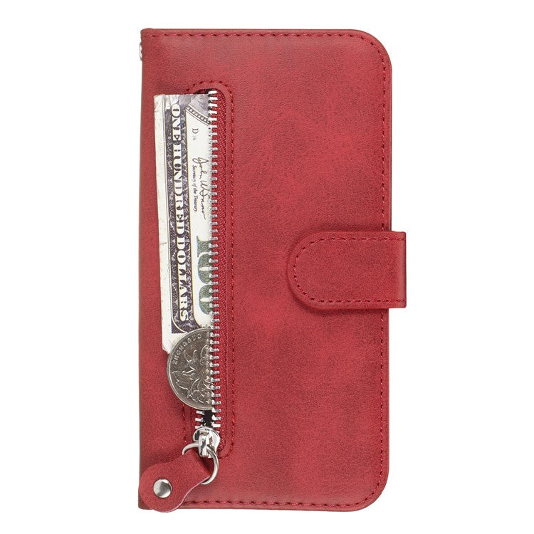 Zipper Pocket Wallet Stand Flip Leather Phone Cover for Huawei Honor 9X Pro/Honor 9X (For China) - Red