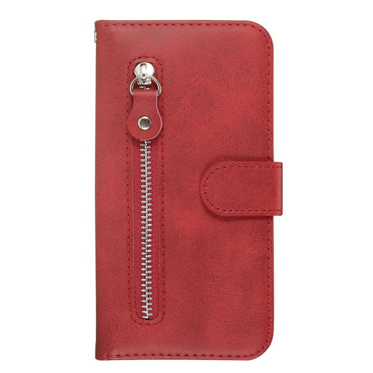 Zipper Pocket Wallet Stand Flip Leather Phone Cover for Huawei Honor 9X Pro/Honor 9X (For China) - Red